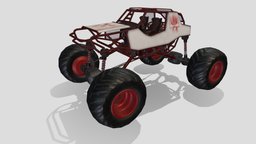 Red Monster Truck truck, drive, pbr-texturing, monster_truck, 3dsmax, lowpoly, substance-painter, car, zbrush