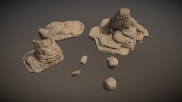 Lowpoly sandstone Kit kit, terrain, exterior, ground, collection, cliff, bouldering, pbr
