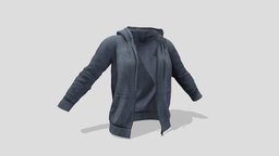 Female Hooded Unzipped Track Suit Top suit, red, track, front, girls, top, open, lounge, sports, gym, gray, hip, womens, rapper, wear, hop, sportswear, pbr, low, poly, female, street, navy, unzipped