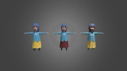 Grandmother character 3D old, woman, grandmother, stickman, low-poly-model, lowpolymodel, character, modeling, 3d, lowpoly, model, man, hypercasual