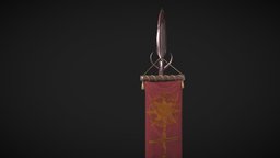 Lance and Banner flag, medieval, arms, game-art, banner, game-ready, lance, game-asset, weapon, fantasy