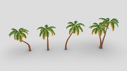 Palm Trees tree, plant, tropical, palm, nature, palmtree, lowpoly, gameasset, free, gameready