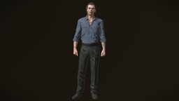 Gangster (Mafia) PBR Game Ready vintage, 1970, 1980, miami, mafia, mustache, gangster, a-pose, character, man, male, rigged