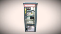 Telephone booth prop, asset, hand-painted, environment