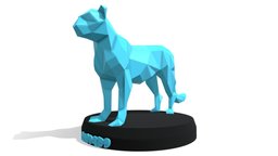 Poly Leopard cat, cute, toy, geometry, polygonal, geometric, leo, print, statue, printable, leopard, contemporary, 3dprint, low, poly, animal, polygon