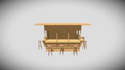 Wooden Kiosk bar, stool, wooden, cafe, stand, desk, kiosk, tiki, vending, store, market, cabin, stall, festival, booth, counter, mall, ticket, bazaar, shop