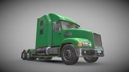Semi Truck Tractor wheel, green, truck, trailer, heavy, transport, road, semi, cab, chassis, lorry, haul, sleeper, logistic, semitruck, vehicle, pbr, lowpoly, industrial, gameready