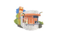 99 Burgers Ogeli restaurant, painting, hamburger, unlit, finland, mixed-media, handpainted, blender, hand-painted, gouache, ogeli