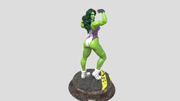 She-Hulk comics, marvel, miniature, zb, marvelcomics, she-hulk, substancepainter, substance