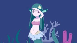 [OC] Seeking Mermaid underwater, mermaid, animegirl, npr, girl, blender, blender3d, animation, blue, anime, npr-nonphotorealistic