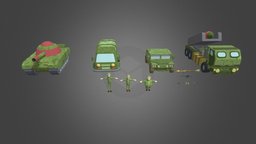Cartoon Military Pack soldier, post, apocalypse, zombieapocalypse, cartoon, vehicle, military, zombie