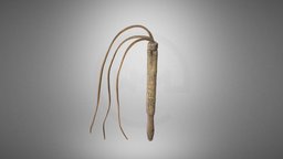 Shepherd’s whip handle metal, shepherd, 19th-century, inlay, wood, sculpture