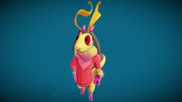 Rosé goat, anatomy, cute, b3d, anthro, furry, character, blender, substance-painter, model, stylized, rigged