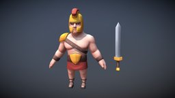 Low Poly Warrior Character rpg, games, assetstore, warior, character, handpainted, unity3d, lowpoly, blender3d, sword, stylized