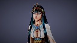 Queen Hatshepsut egypt, crown, dress, queen, woman, necklace, pharah, substancepainter, character, girl, blender