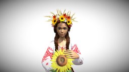 Ukrainian girl cloth, flowers, ornament, sunflower, national, traditional, outfit, ukraine, ukrainian, beads, ethno, embroidery, character, girl, female