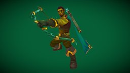Stylized Orc Male Archer(Outfit) arrow, armor, rpg, humanoid, orc, bow, wild, ranger, mmo, rts, brutal, fbx, archer, outfit, moba, weapon, character, handpainted, pbr, lowpoly, animation, stylized, fantasy
