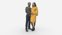 Man in pants with woman in yellow dress 0853 people, clothes, pants, dress, miniatures, realistic, woman, couple, character, 3dprint, model, man