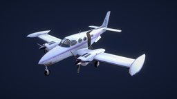 Cessna 340 Landed airplane, aircraft, cessna, cg3d, cessna340, substance, unity, vehicle, pbr, noai