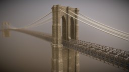 New York Brooklyn bridge architect, brooklyn, newyork, blender, lowpoly, bridge