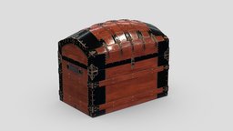 Treasure Chest Box 09 Low Poly PBR Realistic wooden, chest, case, medieval, safe, ready, furniture, vr, ar, furnishing, realistic, old, box, content, casket, low-poly, game, 3d, pbr, low, poly, mobile, wood, fantasy, container, storing