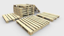 Industrial Wooden Pallet 6 storage, pallet, wooden, warehouse, euro, props, cargo, tool, old, pallets, pbr, wood, factory, industrial