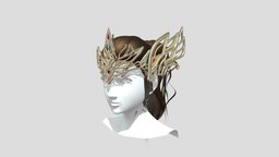 Avatall Eve Armor Elebrith Head armor, fighter, soldier, , jewelry, medieval, band, mythology, golden, lowpoly, gameasset, gameready