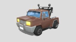 Tow truck toon, parts, tow, disassembled, disassembly, tow-truck, low-poly, cartoon, game, blender, vehicle, lowpoly, blender3d, gameasset, car, animation