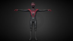 spiderman miles morales 3d model realtime, spiderman, miles, cinematic, morales, marvels, 3d, pbr, animation, gameready, aaagame, scanquality
