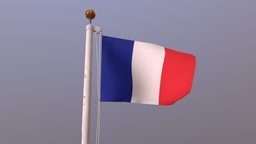 Flag of France (animated) france, red, white, cloth, flag, unreal, drapeau, unity, low-poly, lowpoly, animated, blue, rigged, gameready, steag