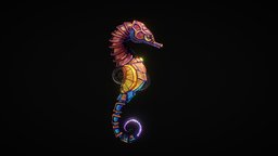 Nebula Hippocampus mudbox, seahorse, leafy, bioluminescent, zbrushsculpt, weedy, horse, creature, zbrush, dragon, sea