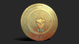 Ethereum Cryptocurrency Coin Gold coin, block, financial, electronic, electronics, silver, bitcoin, token, currency, chain, value, finance, ethernet, cash, eth, commerce, btc, ethereum, cryptocurrency, blockchain, digital, gold, etherecoin