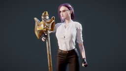 Fighting Girl with Battle Axe Game Ready body, hair, rpg, fighter, people, , unreal, tattoo, asian, combat, battle, beautiful, blendshapes, erotic, weapon, character, female, fantasy, human, war, modular, clothing, lady