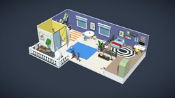 Low Poly Apartment n4 room, flat, pack, apartment, collection, furniture, props, package, houseware, houseroom, architecture, cartoon, lowpoly, house, home, building, interior, modular, environment, exteriors