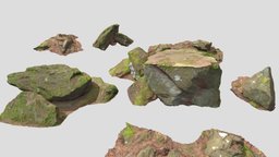 Rocks Stone Forest Pack Sandstone Scan landscape, forest, drone, set, small, exterior, stick, medium, module, pack, big, huge, sharp, collection, cliff, sand, baked, boulder, realistic, smooth, moss, mossy, root, modules, photoscan, 3d, blender, pbr, low, poly, model, scan, stone, rock, leaves, neadle