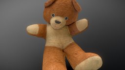 Retro teddy bear bear, kid, toy, 3d-scan, children, fur, 3d-scanning, plush, furry, downloadable, freemodel, photoscan, free, download