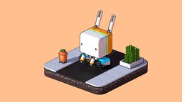 Usagi Roboto plant, rabbit, cute, carrot, kawaii, usagi, cartoon, street, robot, cuterobotchallenge