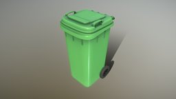 Green Recycle Waste Bin 120L Rigged (Low-Poly) green, waste, recycle, bin, 3dhaupt, low-poly, plastic, rigged, 120l