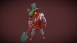 Stylized Grave Digger rpg, death, digger, guard, undead, mmo, grave, rts, fbx, gravedigger, moba, handpainted, lowpoly, animation, stylized