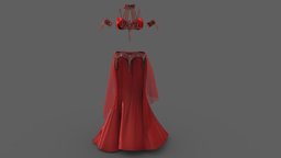 $AVE Female Belly Dancing Costume green, red, , fashion, purple, girls, top, long, clothes, skirt, dancing, beautiful, costume, womens, dancer, bra, wear, belly, bellydancing, pbr, low, poly, female, blue, bralet, belly_dancing, kostume
