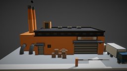 Low Poly Factory exterior, polygonal, unreal, build, isometric, unity, architecture, low-poly, cartoon, game, lowpoly, factory, simple, gameready, factory-models