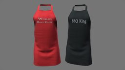 Male Chef Cooking Apron fashion, cook, service, grill, cooking, butcher, mens, waiting, waiter, apron, forger, pbr, low, poly, male