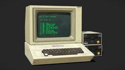 Apple II Computer computer, mac, apple, vintage, retro, old, substancepainter, substance, apple2
