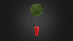 Potted Tree cinema, tree, green, plant, red, pot, flower, orange, ray, vray, potted, obj, detailed, fbx, max, mental, cgaxis, model, 3ds, c4d