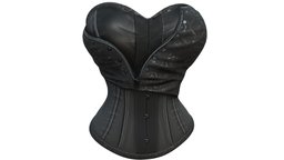 Zip Open Chest Black Leather Female Corset zip, steampunk, , chest, fashion, girls, top, open, clothes, detailed, gray, womens, wear, corset, pbr, low, poly, female, black, stapless