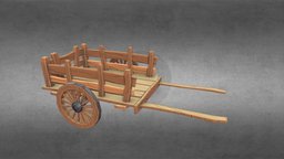 Stylized Wooden Cart medieval, cart, substancepainter, substance, stylized