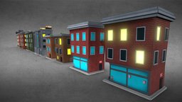 Low Poly Stilized City assets, videogames, windows, packaging, buildings, pack, store, bricks, 4k, assets-game, render, game, pbr, lowpoly, city, stylized