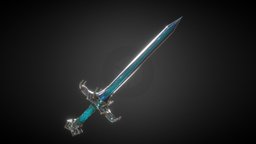 fantasy viking one hand sword crystal, magical, substancepainter, substance, weapon, sword