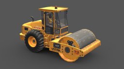 Road roller truck 2 bulldozer, truck, vehicles, dump, trucks, machinery, mining, pack, mixer, large, truck-heavy-vehicle, truck-low-poly, low-poly, mobile, car, construction
