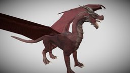 dragon low poly fire, lowpoly, creature, animal, free, dragon